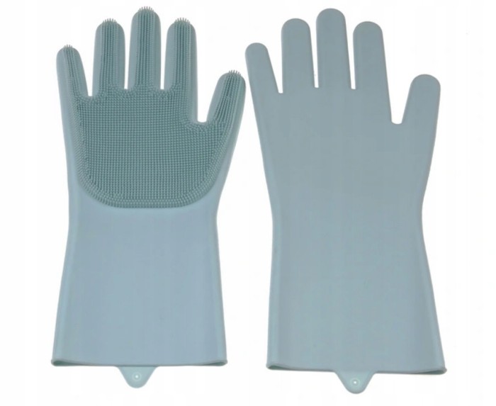 Set manusi din silicon cu perii pentru spalat vase, gri