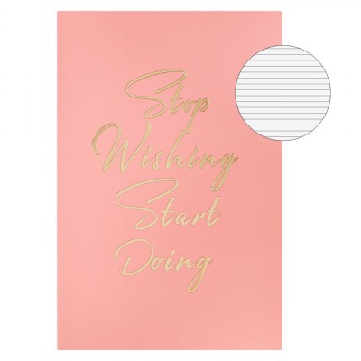 Carnet Notițe A6, 60 File, Copertă Moale Corai, Mesaj &amp;quot;Stop Wishing Start Doing&amp;quot; foto
