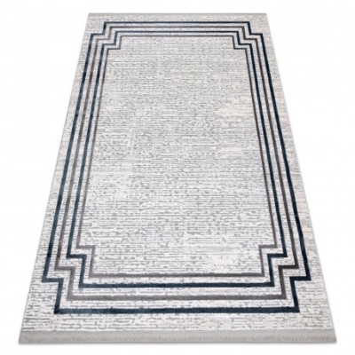 Covor TULS structural, franjuri 51242 Cadru fildeş / albastru, 120x170 cm foto