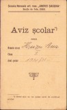 A2120 Aviz școlar 1930 Școala Normală ortodoxă rom&acirc;nă Andrei Șaguna Sibiu