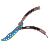 Cumpara ieftin Briceag Antrenament IdeallStore Rainbow Madness, 24cm, Teaca Inclusa, Balisong Fluture, Otel Inoxidabil Multicolor, Trick-uri Acrobatii