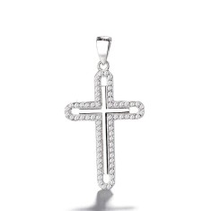 Pandantiv argint 925, JW1302, model cruce, placat cu rodiu