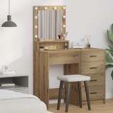 Masă de toaletă cu lumini LED, stejar artizanal, 50x41x135 cm
