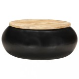 Cumpara ieftin Măsuță de cafea, negru, 68 x 68 x 30 cm, lemn masiv de mango