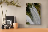 Tablou Canvas, "Cascada șoptind secrete eterne ale naturii", Cascadă, Apă, Vegetație, St&acirc;ncă, Flux, Spumă, Natură, Energie, 26 x 39 cm, CMCLASS