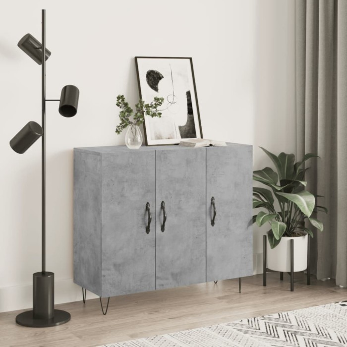 vidaXL Servantă, gri beton, 90x34x80 cm, lemn compozit