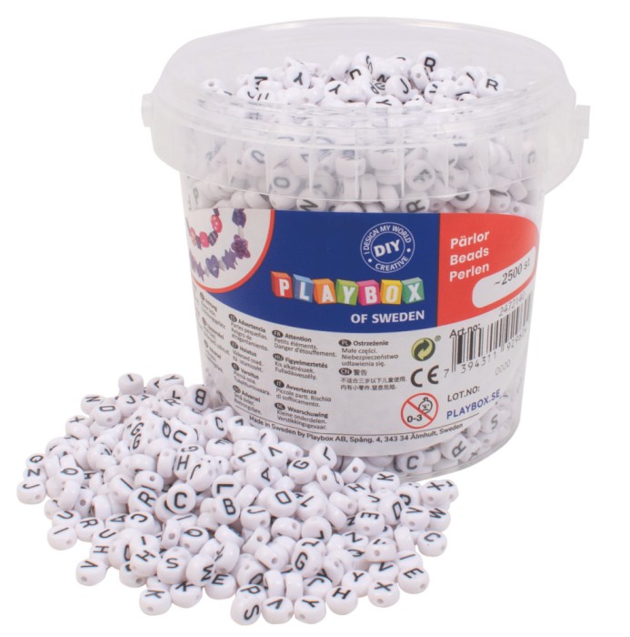 Set 2500 de Margele rotunde plate de insirat cu litere diametru 7.5 mm