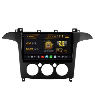 Navigatie Ford S-MAX (2006-2015) Clima Manuala, Android 13, V-Octacore 4GB RAM + 64GB ROM, 9.5 Inch - AD-BGV9004+AD-BGRKIT124 foto
