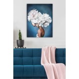 Tablou Canvas Flowers Alb, Albastru, 70 x 50 cm