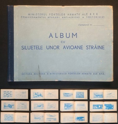 ALBUM SILUETELE unor AVIOANE STRAINE si PROIECTILE 136 pag ilustrat Date TEHNICE si TACTICE Aviatie Aeronautica MFA RPR de UZ INTEN TIRAJ MIC Cartonat foto