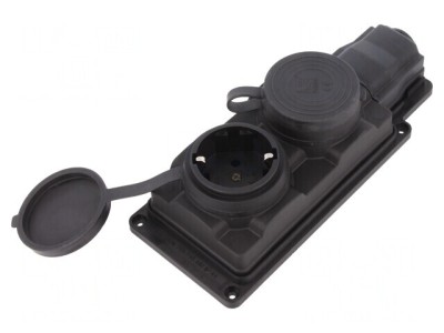 Conector Alimentare AC 250VAC 16A Negru IP44 2P PE foto