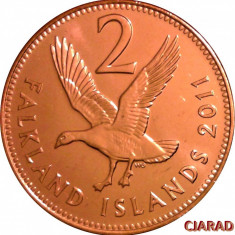 Moneda exotica 2 PENCE - Insulele FALKLAND, anul 2011 *cod 3586 = UNC din FASIC