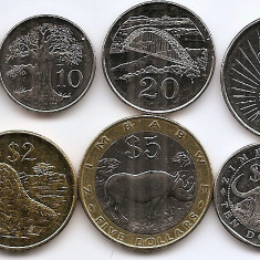 Zimbabwe Set 10 - 1, 5, 10, 20, 50 Cent 1, 2, 5, 10, 25 1997/03 - V17, UNC !!!