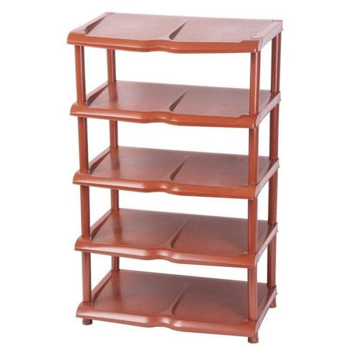 Suport depozitat incaltaminte, 5 polite, plastic,&nbsp;maro, 48x30.5x86 cm, Strend Pro???????