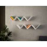 Cumpara ieftin Set 2 rafturi pentru perete, Wooden Art, Zig Zag White, 129x24.5x22 cm