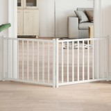 vidaXL Poartă pentru c&acirc;ini pliabilă 2 panouri, alb, 160 cm, lemn brad