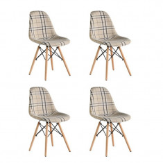 Set 4 scaune Truly Heinner, 83 x 57 x 58 cm, lemn de fag, tapiterie poliester, maxim 200 kg, Crem
