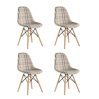 Set 4 scaune Truly Heinner, 83 x 57 x 58 cm, lemn de fag, tapiterie poliester, maxim 200 kg, Crem foto