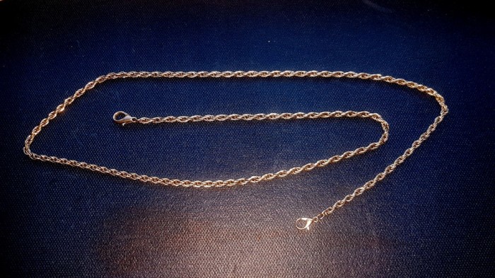 D383-Lant ceas buzunar lung 73 cm metal argintat stare buna.