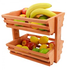 Suport din lemn pentru legume si fructe pe 2 nivele foto