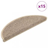 Covorașe Scări Autoadezive vidaXL, Aspect Sisal, 15 Bucăți, 56x17x3cm, Bej - Protecție Antiderapantă și Decor