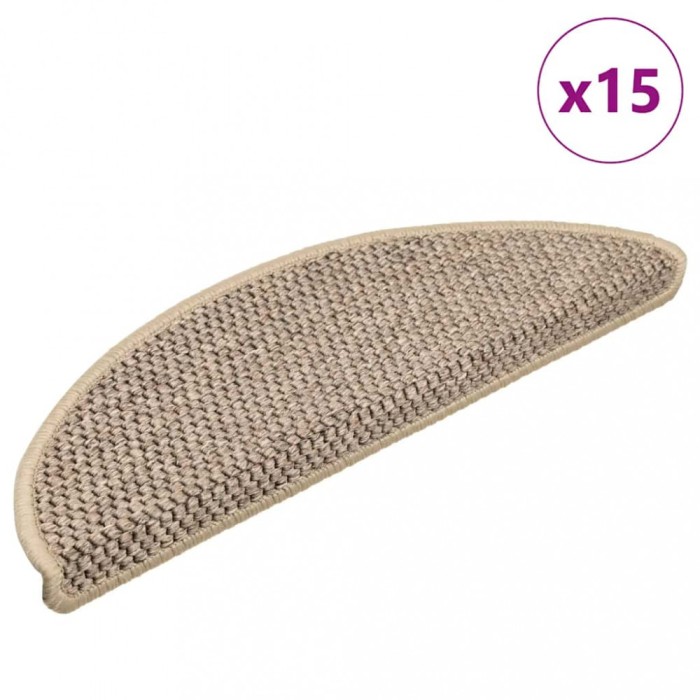 vidaXL Covorașe scări autoadezive aspect sisal, 15 buc. bej 56x17x3cm