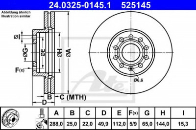 Disc frana VW GOLF V (1K1) (2003 - 2009) ATE 24.0325-0145.1 foto