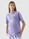 Tricou oversize cu imprimeu pentru fete - mov, 4F Sportswear