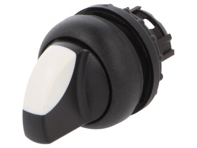 Comutator Rotativ 22mm 2 Pozitii Alb-Negru foto