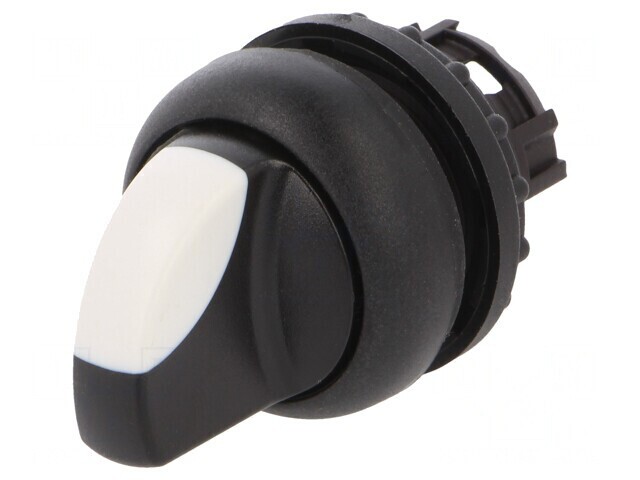 Comutator Rotativ 22mm 2 Pozitii Alb-Negru