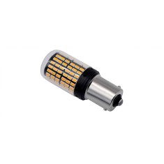Bec LED Canbus 1156/BAU15S PY21W 3014, 144 LED-uri Semnal, Daylight, Lumini de zi, Portocaliu cu pini decalati