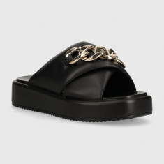 Buffalo papuci Mia Cross Chain femei, culoarea negru, cu platforma, 1602227.BLK
