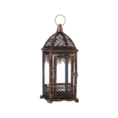 Felinar decorativ cu lumanare LED, suspendabil, Metal, 14x14x30 cm, ATU-089877 foto