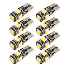 Комплект 8x LED крушки за кола, BZRSH, W5W, 12V, 5W CANBUS, 7000k, 28x12 мм, Студено бяло