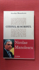 Cititul si scrisul - Nicolae Manolescu foto