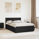 Cumpara ieftin Cadru de pat cu benzi LED Negru 150 x 200 cm Lemn prelucrat