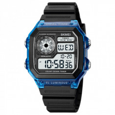 Ceas barbatesc Skmei Sport Digital Alarma Cronometru 5 ATM Lumina fundal Albastru