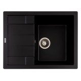 FCB-6449ABA/1T, Chiuveta de bucatarie din granit cu o cuva si scurgator, seria ANILA, Black/Anthracite, 645x495x200 mm, FLOW