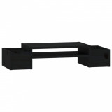 Suport pentru monitor, negru, 70x27,5x15 cm, lemn masiv de pin