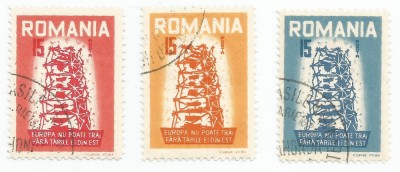 Spania/Romania, Exil romanesc., em. a VII-a, Europa 1956, dant., 1956, oblit. foto