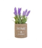 Cumpara ieftin Flori de lavanda artificiale decorative in ghiveci acoperit cu panza de iuta, Oem