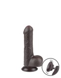 Dildo LoveToy Sliding Skin 18.3 cm TPE Silicon Dual Layer Cu Ventuza Cu Testicul