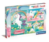Puzzle Clementoni Unicorni, 3 x 48 piese