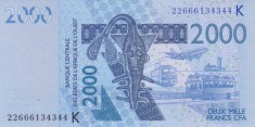 Bancnota Statele Africii de Vest 2.000 Franci 2022 - P716K UNC ( Senegal )