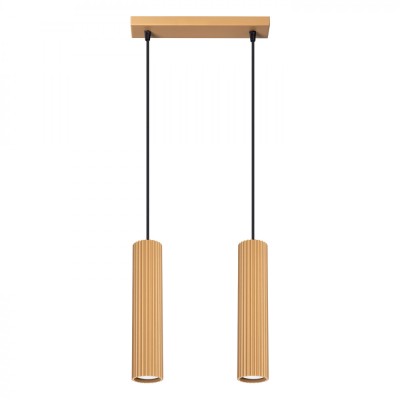 Lampă Suspendată Karbon Din Aluminiu Aurit, 2 Becuri Tub Minimalistă De Interior. foto