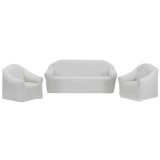Cumpara ieftin Huse Elastice si Creponate fara Volane, Canapea 3 Persoane + 2 Fotolii, Alb