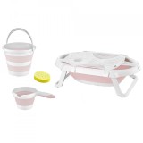 Set cadita pliabila de baie babyjem, 5 piese (culoare: gri)