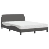 Cumpara ieftin Pat cu saltea, Dover, gri, 140x200 cm, piele ecologica