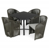 Set mobilier gradina/terasa Milano, 5 piese, aluminiu/poliester, gri/alb