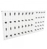 Panou metalic de perete pentru scule 960x480 mm, echipat cu 52 carlige, alb, Plus